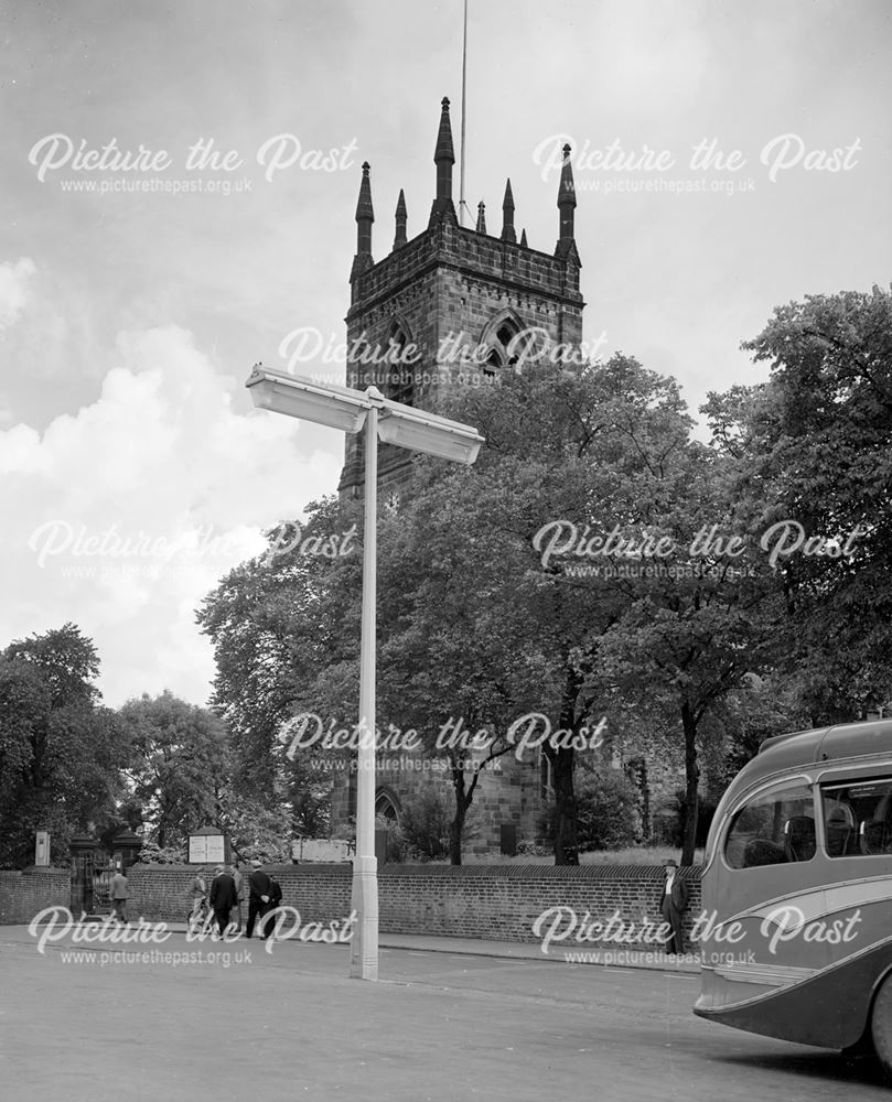 Market Place and St. Mary's Church, Looking North-East, Ilkeston, c 1950