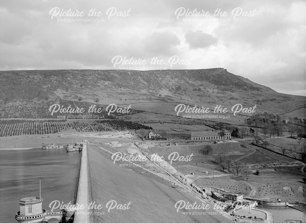 Ladybower Reservoir with Bamford Edge in Distance, Bamford, c 1950s ?