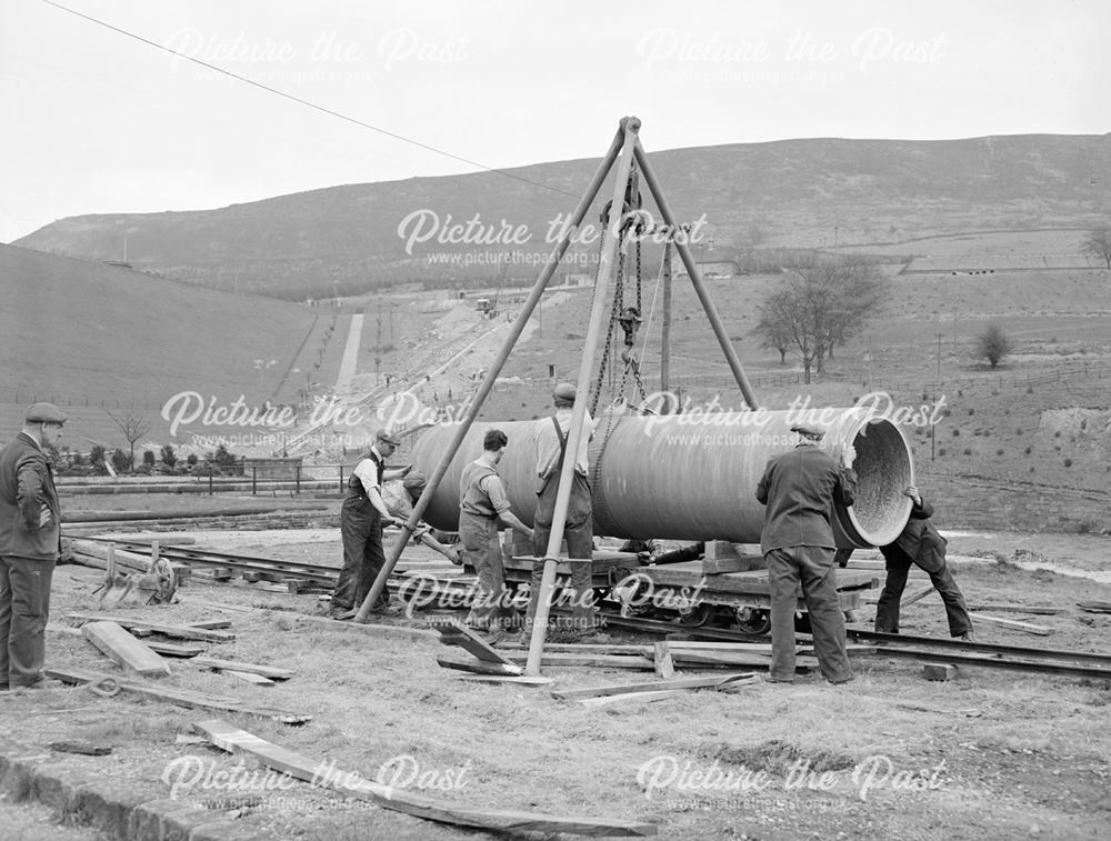Laying Pipes at Ladybower Reservior, Bamford, c 1950s ?