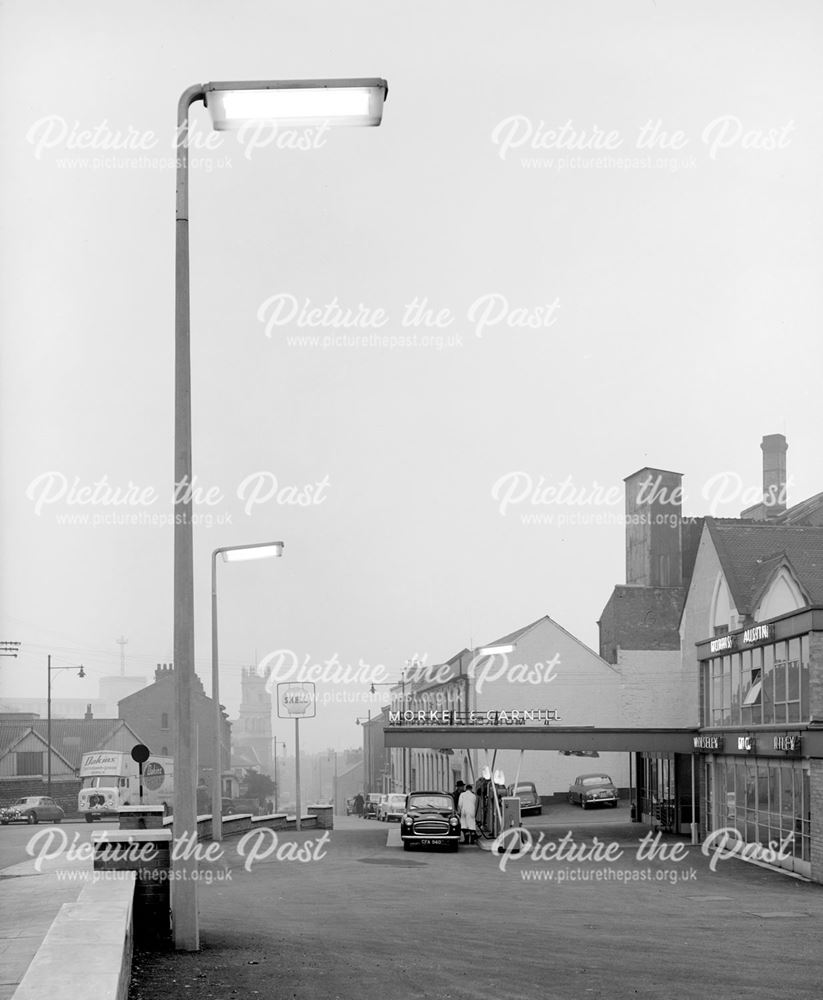 Stanton Lamp Posts Lit up, Talbot Street, Nottingham, c 1950s