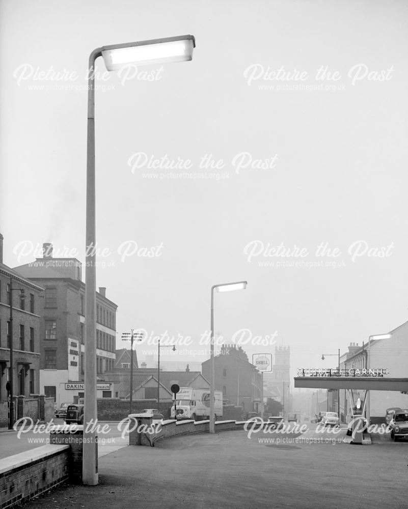 Stanton Lamp Posts Lit up, Talbot Street, Nottingham, c 1950s