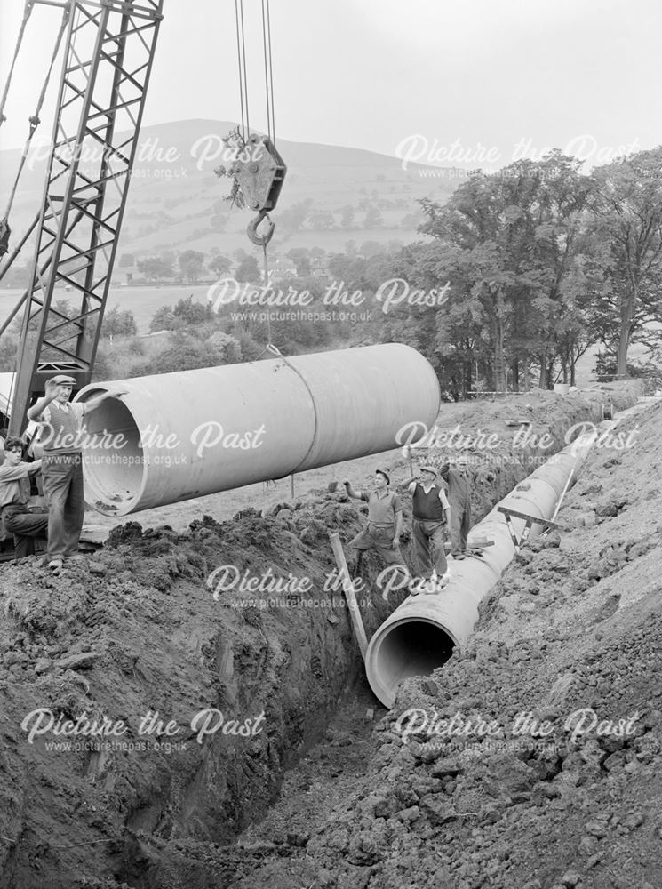 Water Pipes Being Lay near Bamford, c 1950s ?