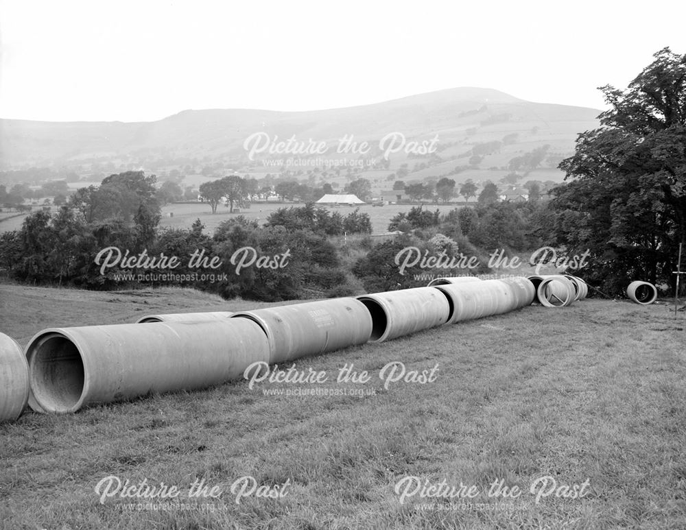 Water Pipes Awaiting Laying near Bamford, c 1950s ?