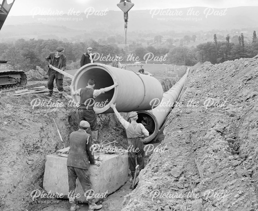 Water Pipes Being Lay near Bamford, c 1950s ?