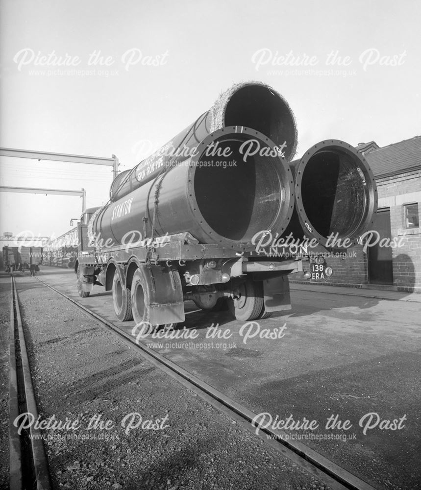 Stanton 78andquot; bore pipes loaded on lorry