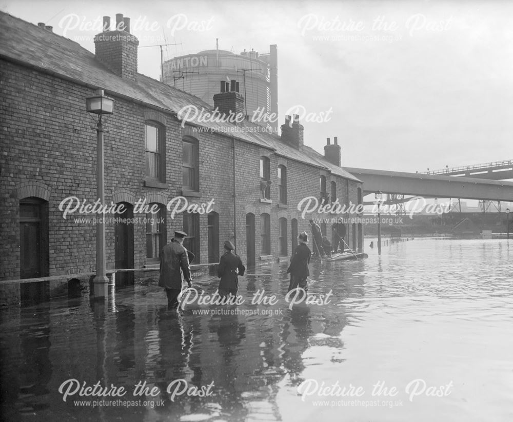 Crompton Street, Hallam Fields in Flood, Ilkeston, 1963