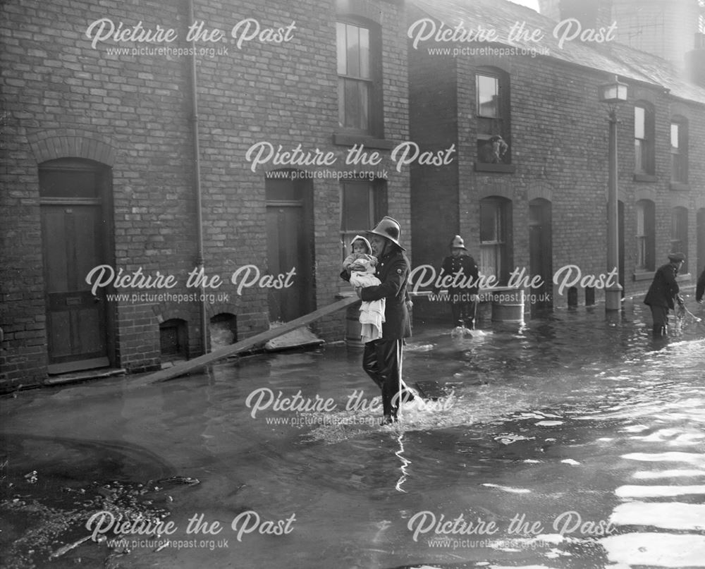 Crompton Street, Hallam Fields After Floods, Ilkeston, 1963