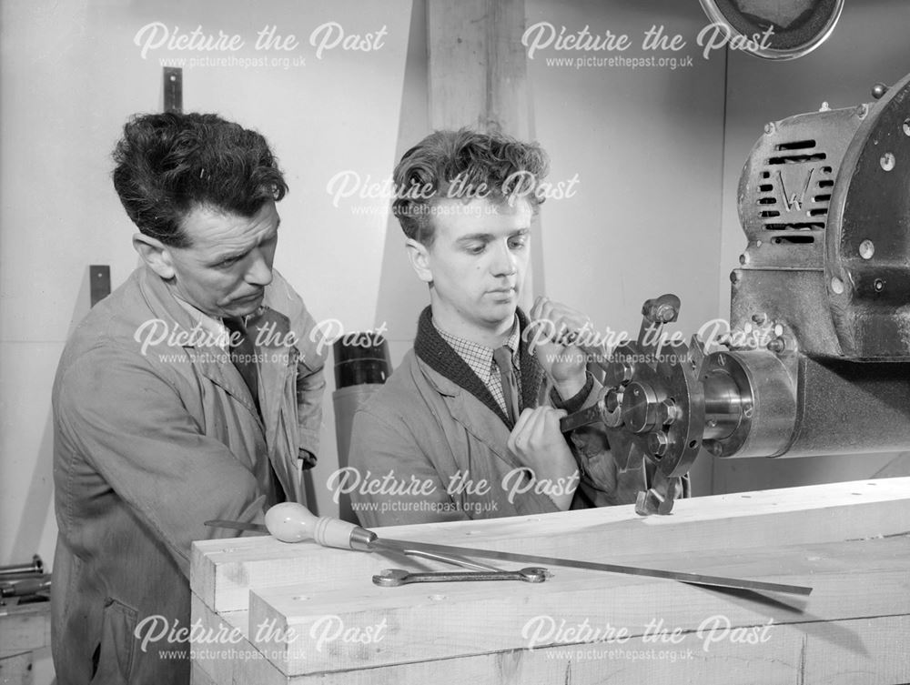 Instructor and apprentice in the training centre, c 1950's