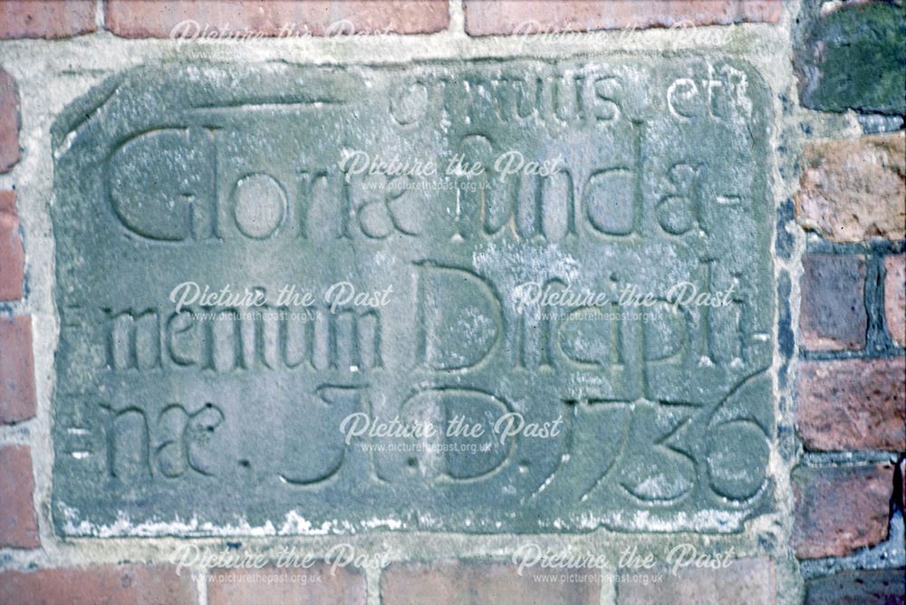 Date stone in the wall of Chaddesden Park School