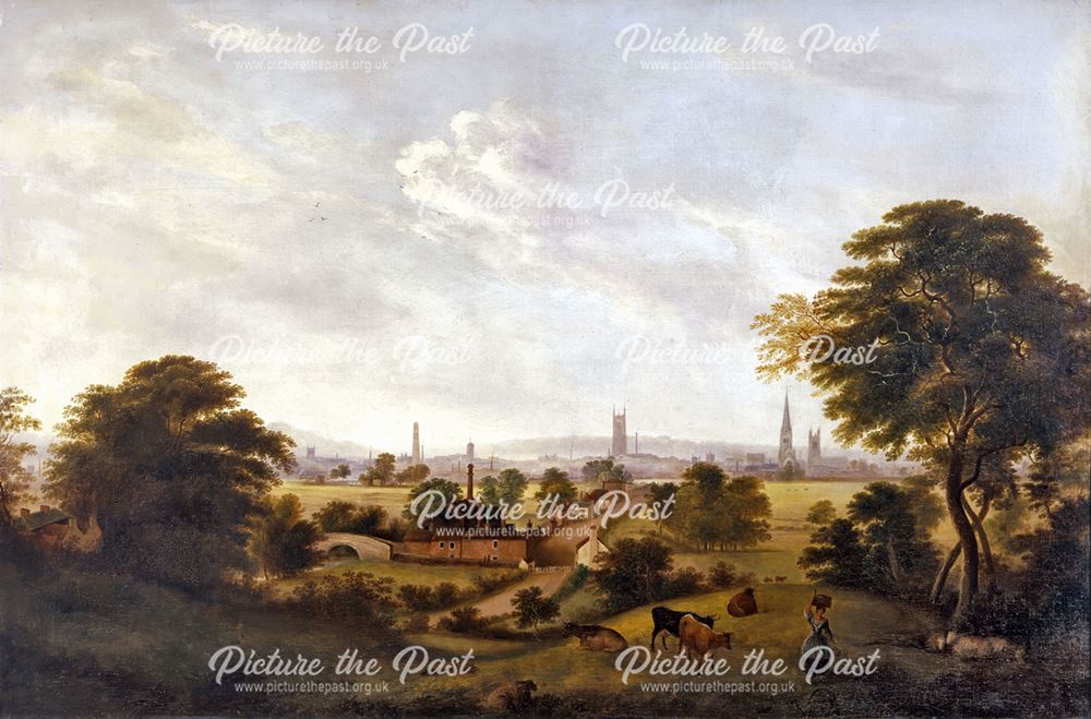 View of Derby from Nottingham Road c1850