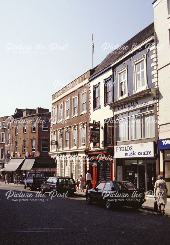 Bemrose House - Lloyds Bank, Jorrocks (the George Inn) and Foulds music shop