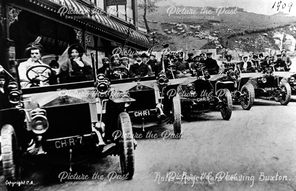 Rolls-Royce cars leaving Buxton, 1909