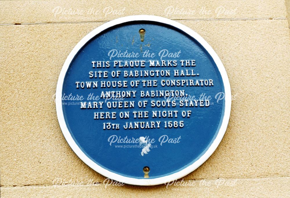 Plaque marking the site of Babington Hall