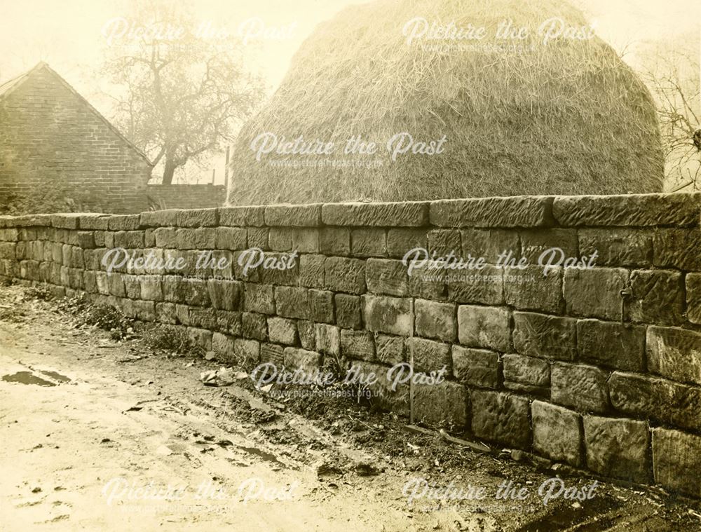 Wall constructed using Roman masonry, Little Chester, Derby, 1926