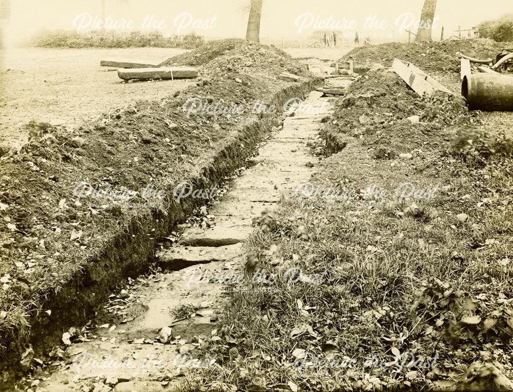 Excavation of possible Roman culvert, Little Chester, Derby, 1926