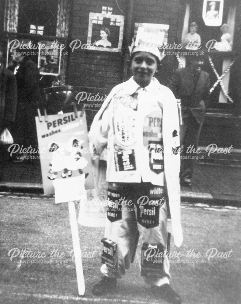 Coronation Street Party - Boy dressed in a Persil soap powder costume