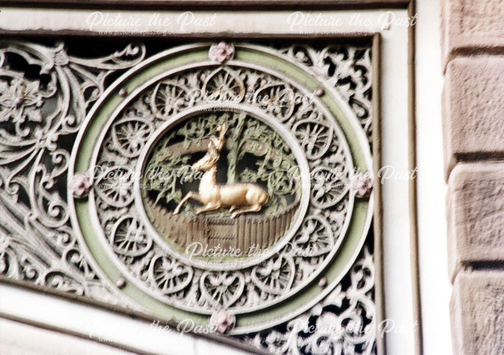 The Derby City coat of arms on Handyside Bridge