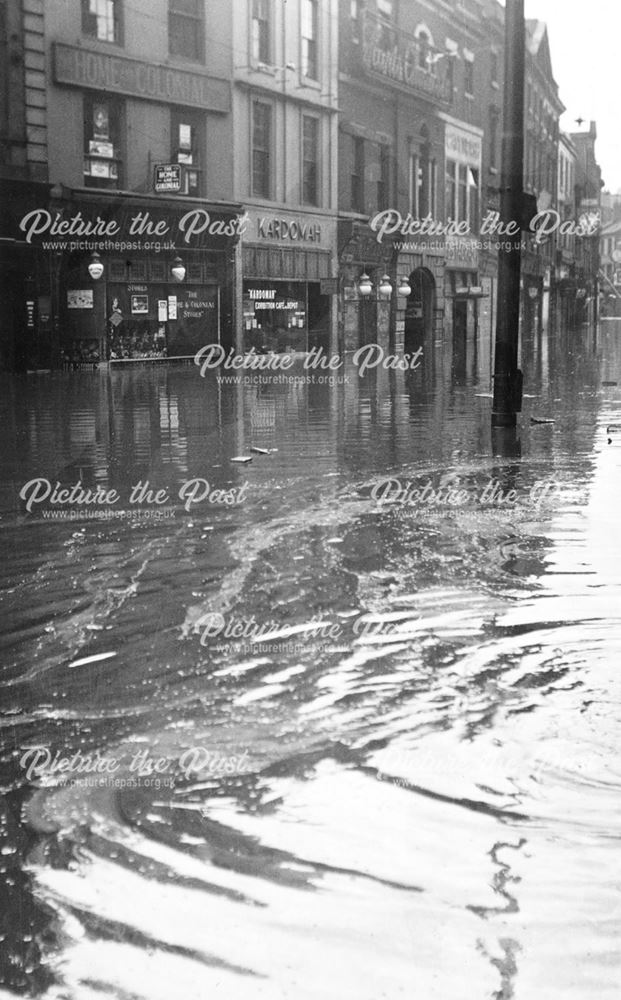 Floods in Cornmarket, Derby