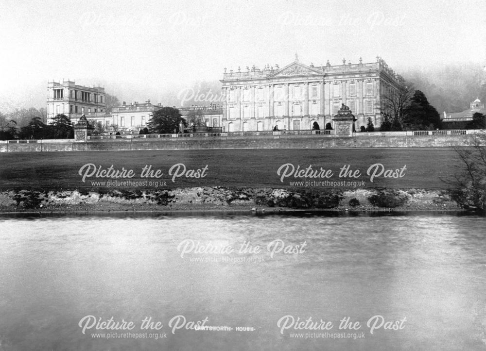 West facade, Chatsworth House from the River Derwent