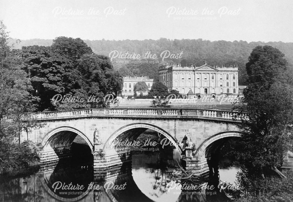 West facade, Chatsworth House from the River Derwent