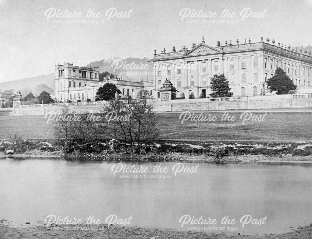 West facade, Chatsworth House from the River Derwent