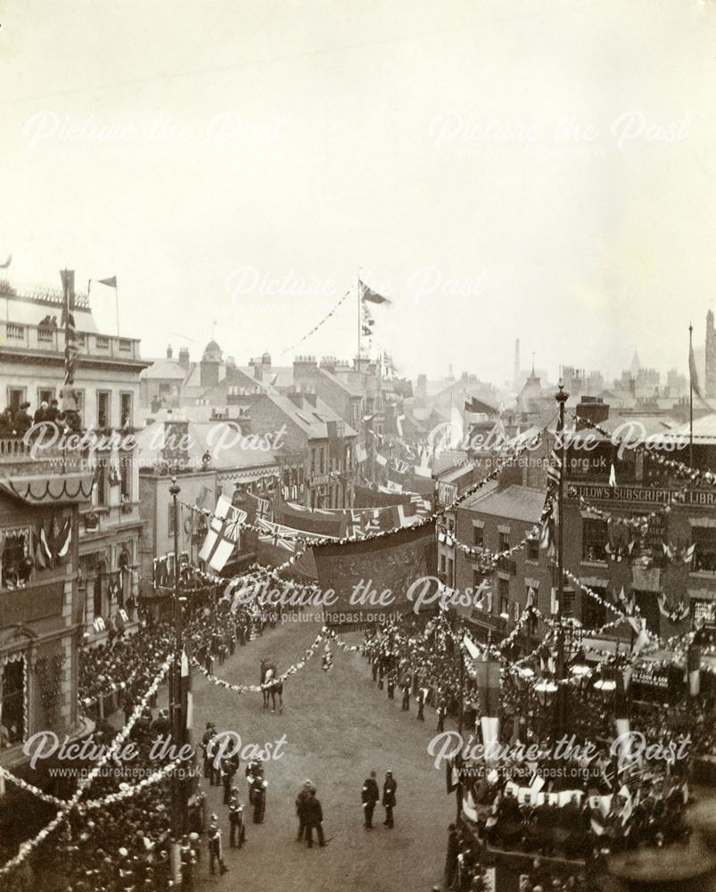Celebrations for Queen Victoria's Visit, St Peter's Street from the Cornmarket