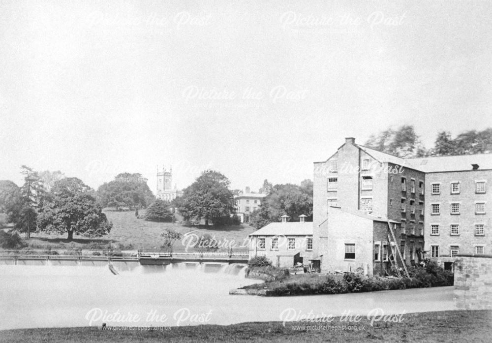 View of River Derwent showing Darley Abbey Mills, Hall and Church