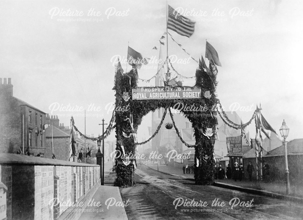 London Road decorated for the royal visit of Prince Edward and Princess Alexandra to the Royal Agric