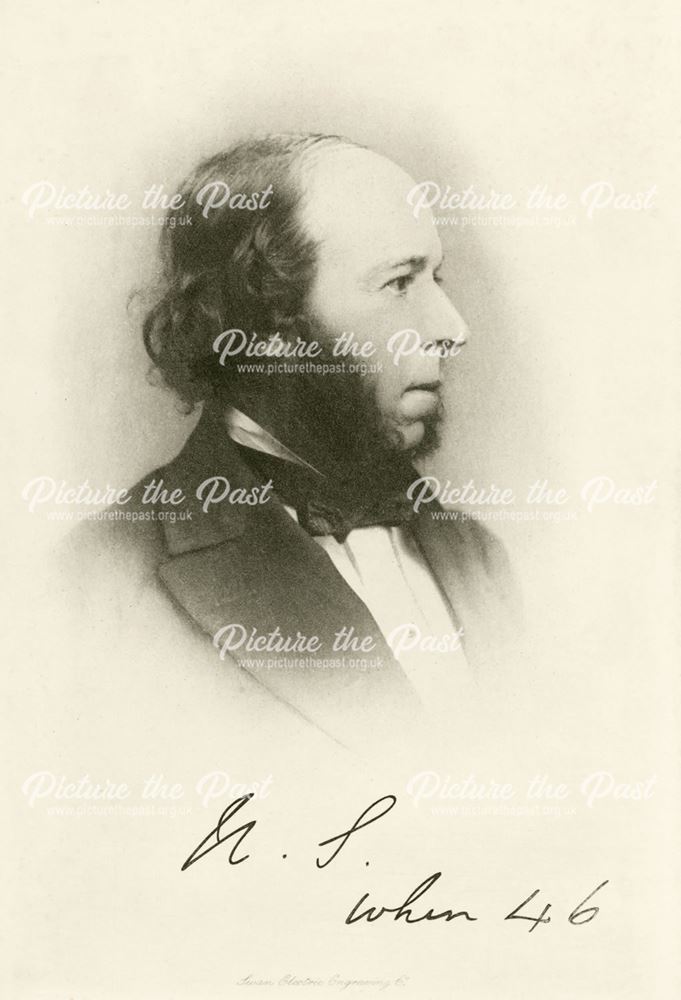 Engraved portrait of Herbert Spencer 'when 46', 1866