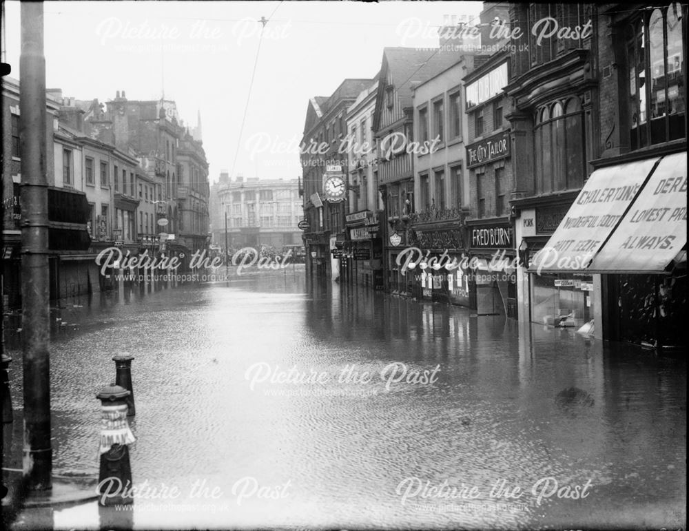 Floods in Cornmarket, Derby