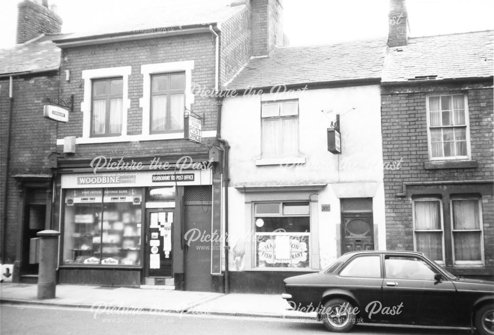 Ashbourne Road Post Office (no. 130) and Markeaton Fish Restaurant (no. 128)