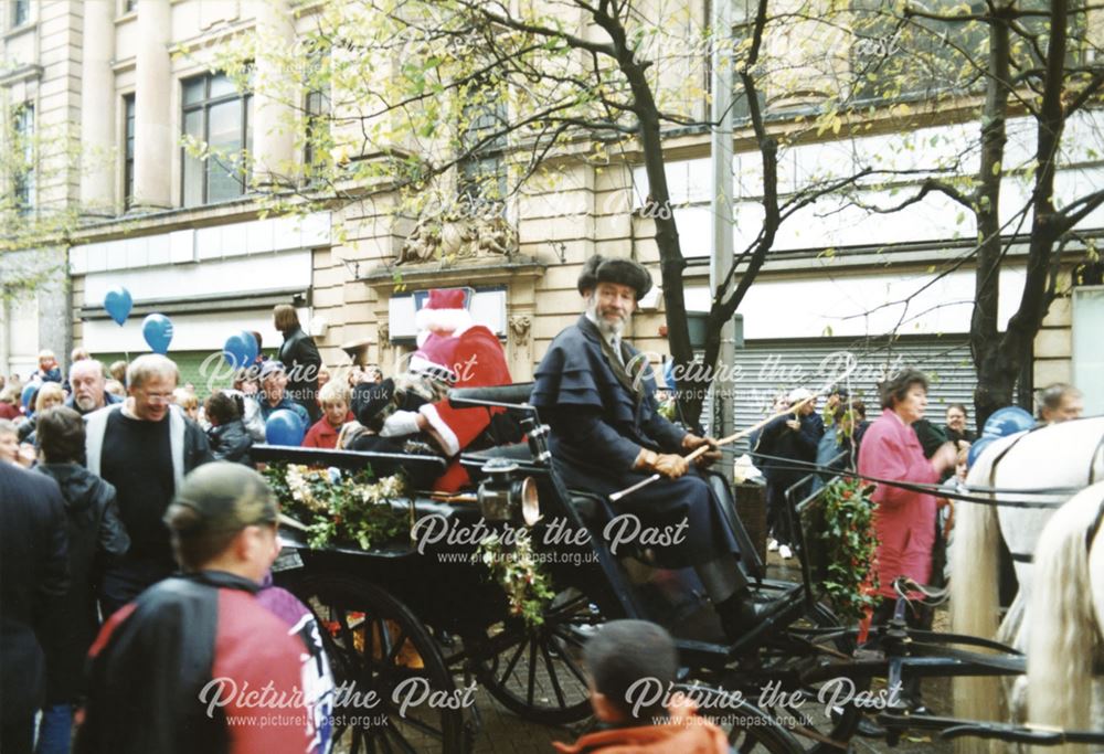 Father Christmas arriving in Exchange Street