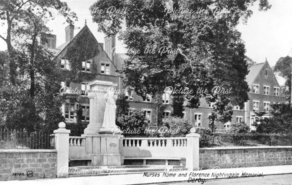 Derby Royal Infirmary - nurses home and Florence Nightingale statue