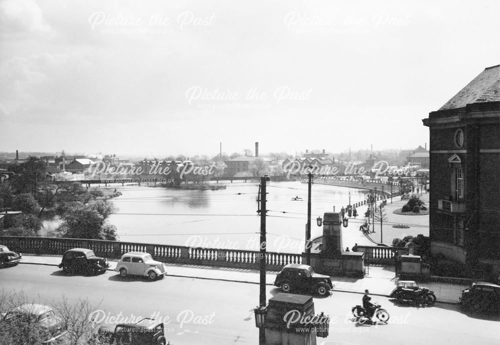 The Council House, Derwent Street, Exeter Bridge and the River Gardens from the Police Station