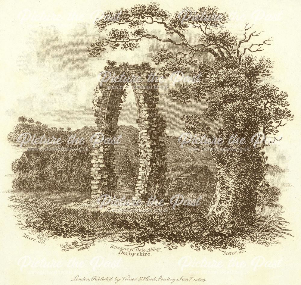 Ruins of Dale Abbey Arch (east window), 1803