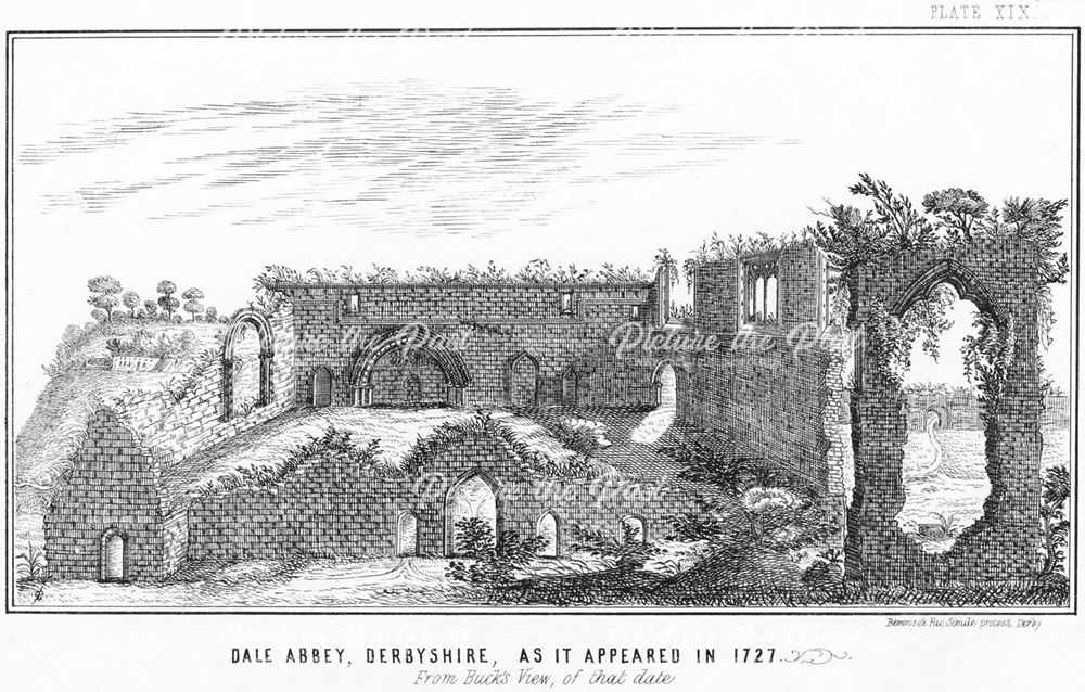 'Dale Abbey, Derbyshire, as it appeared in 1727' (from Buck's View of that date)