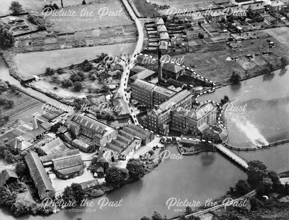 Aerial view of the Boar's Head Mills (Evan's Mills) and River Derwent