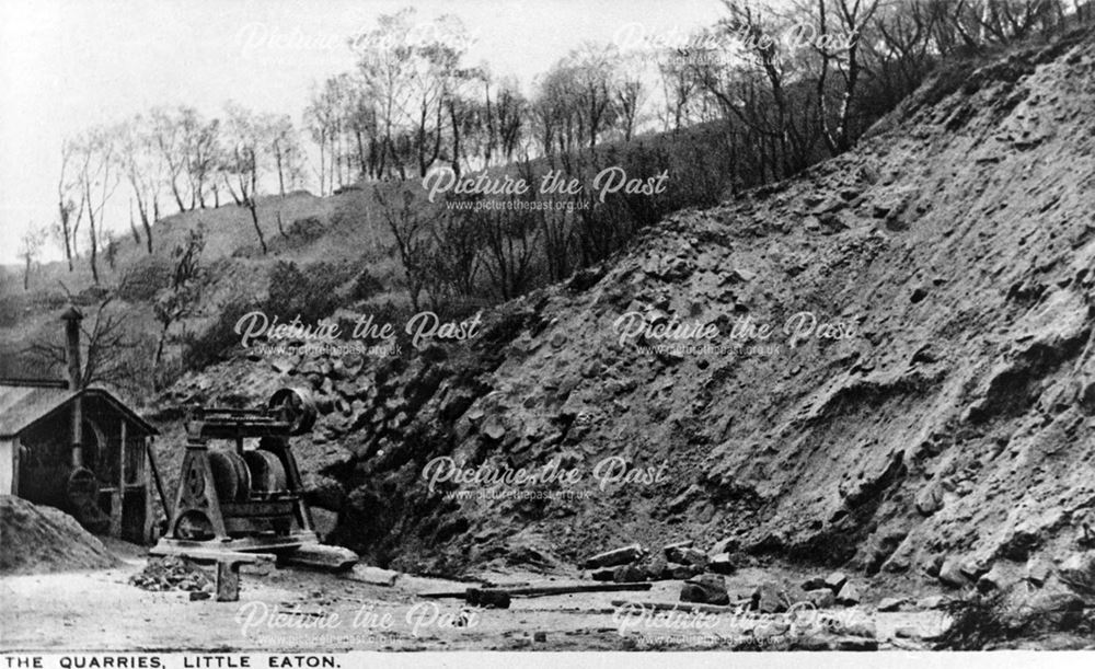 Engine house and belt driven crushing apparatus at the Quarries, Little Eaton