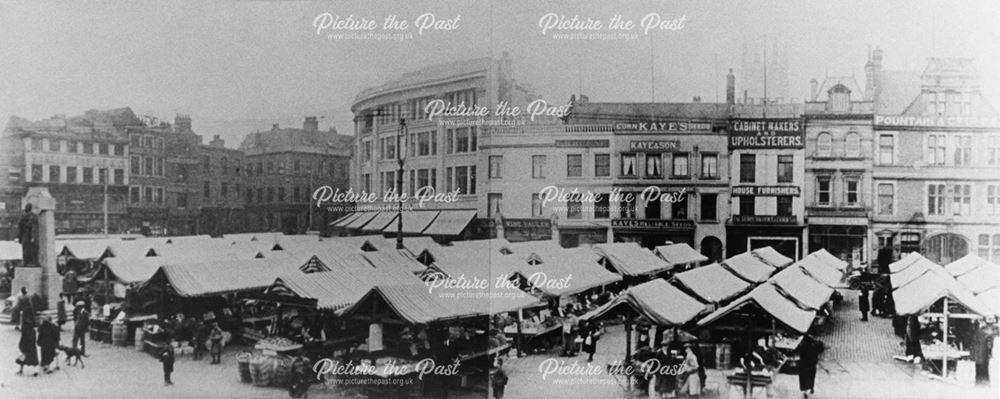 Market stalls, before the removal of the wholesale market in 1925