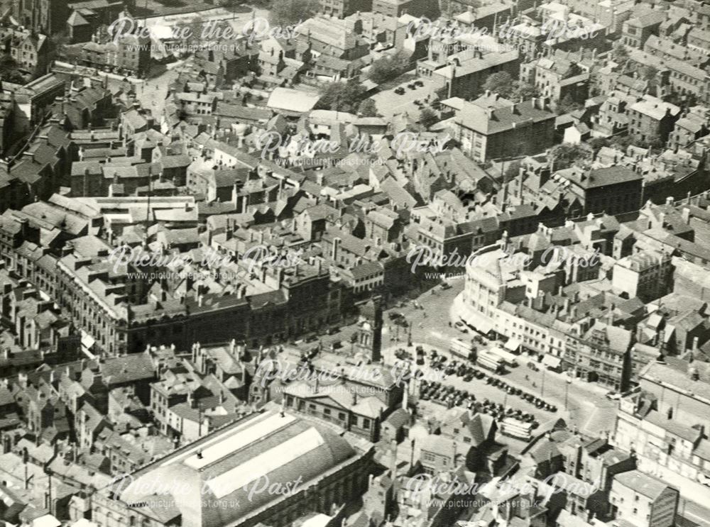 Aerial view of the Market Place - Iron Gate - Cornmarket - Market Hall