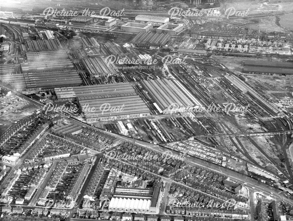 Aerial view of Derby's British Railways Works