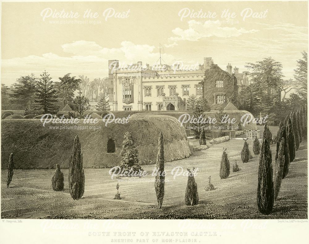 South Front of Elvaston Castle, showing part of 'Mon Plaisir' gardens