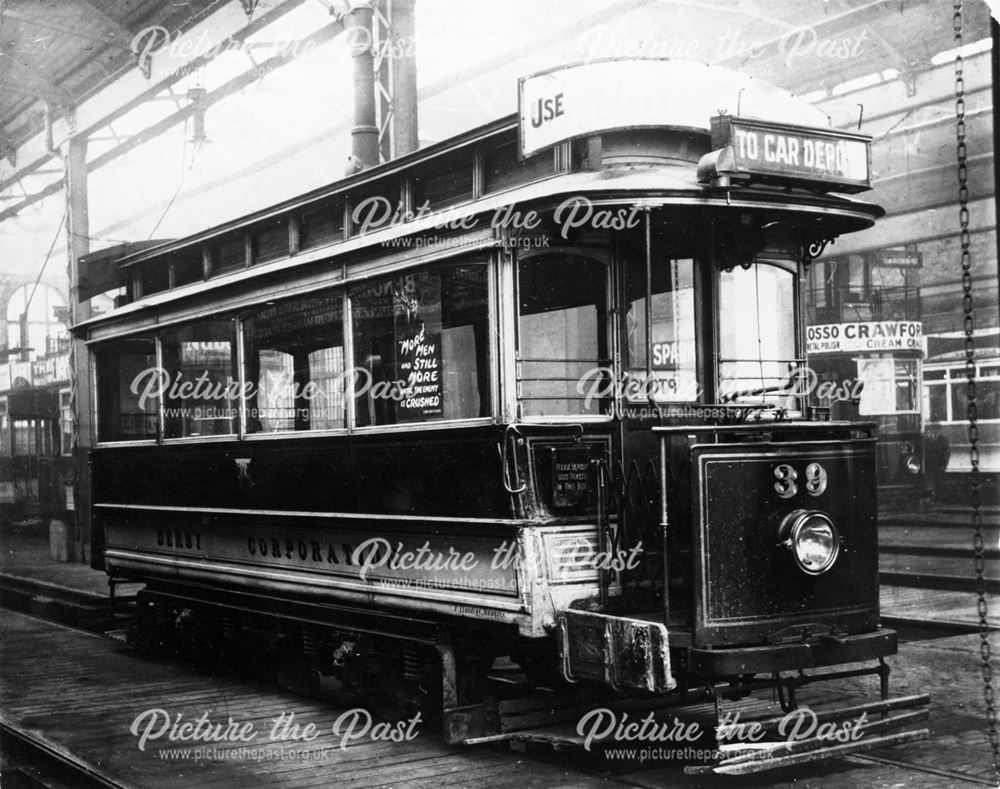 Electric Tram, Corporation Tram Depot, Osmaston, 1914-18