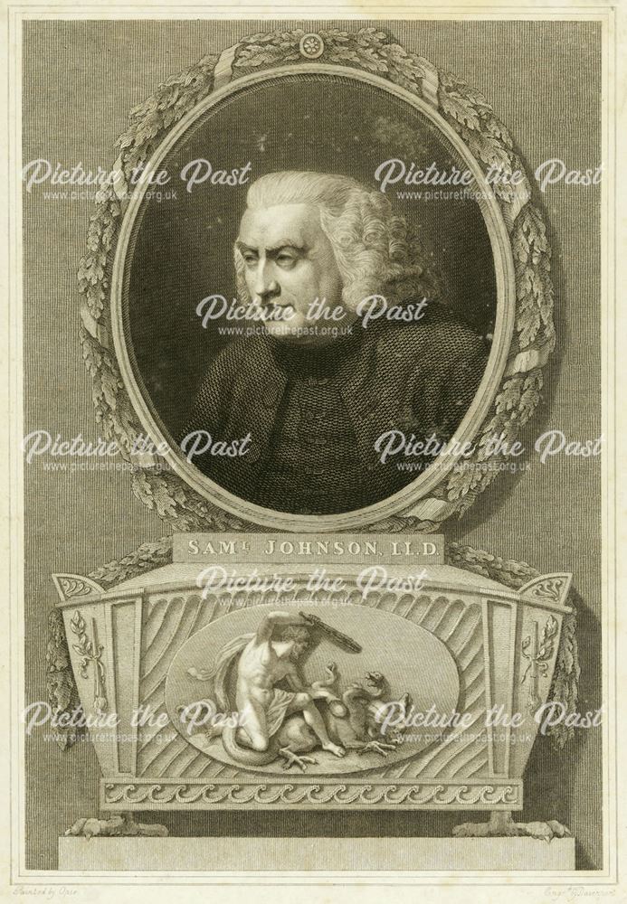 Engraved portrait of Dr Samuel Johnson (1709-1784) writer, Derby, 1783-4