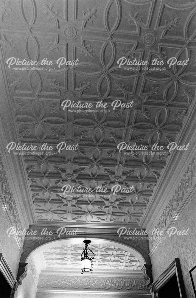 The Old Assembly Rooms, Interior - detail of plasterwork on a passageway ceiling