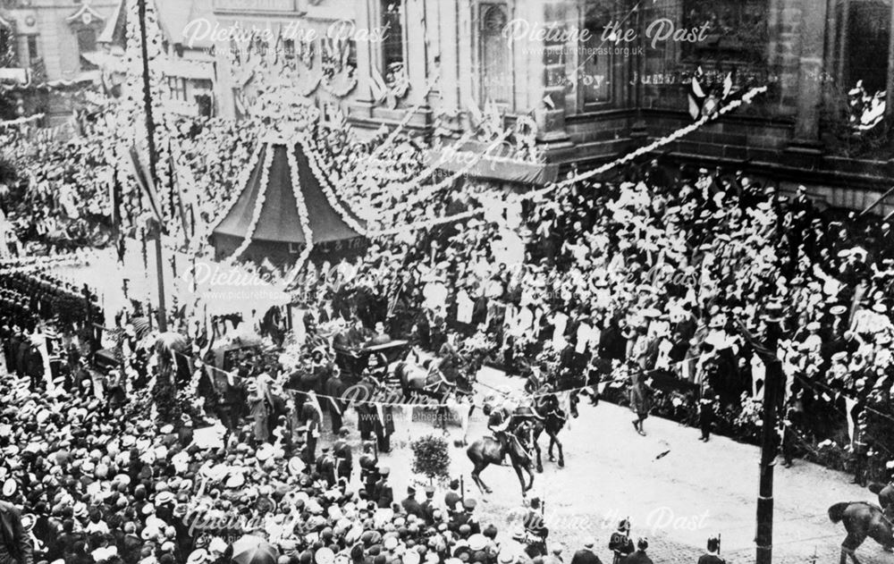 King Edward VII in his carriage in the Market Place, Derby