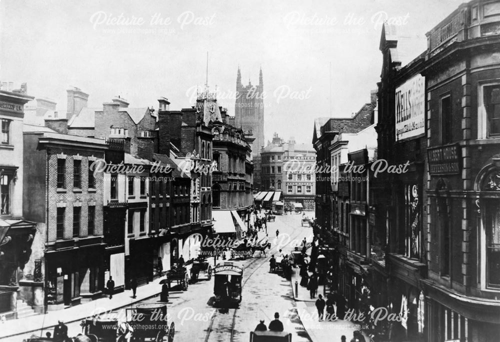Cornmarket, looking towards the Cathedral, before electric trams