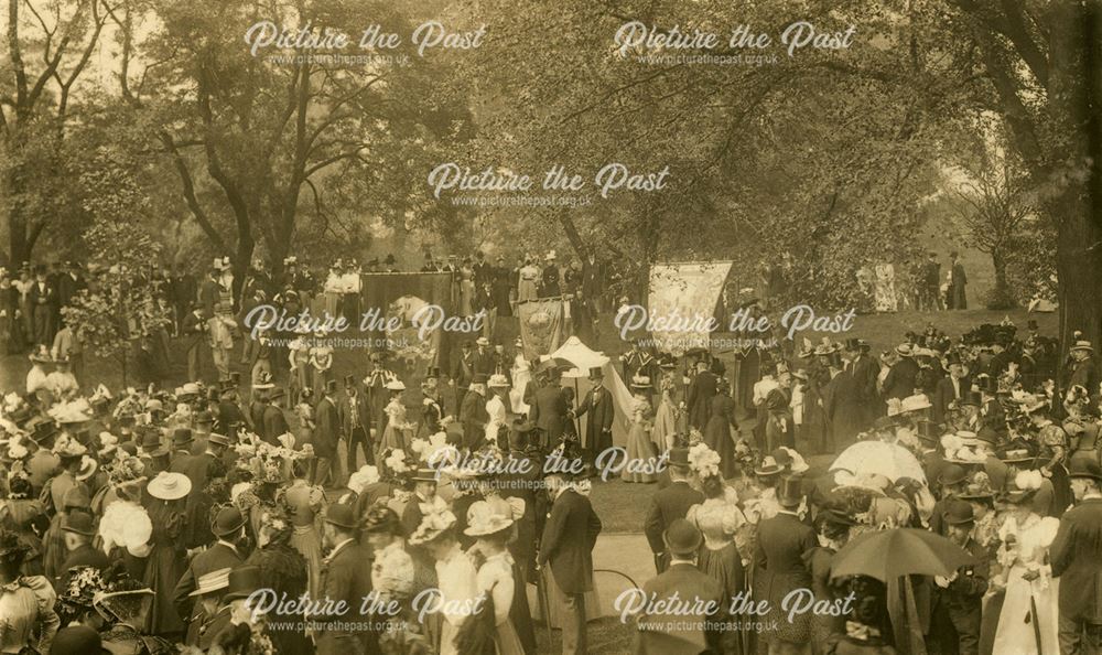 The Mayor of Derby, Sir Thomas Roe receiving guests at Derby Arboretum (part of Queen Victoria's Dia