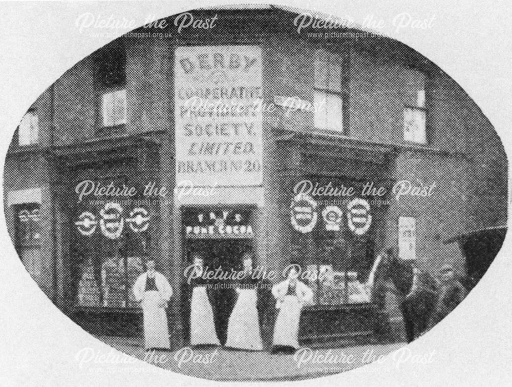 Shop assistants outside the Co-operative Provident Society Ltd's branch no 20