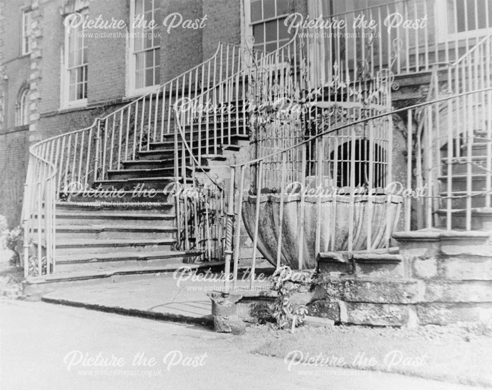 Wrought Iron Stairway and Ornate Fountain, Markeaton Hall, Markeaton, Derby, 1956